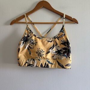Hurley Light Yellow Floral Crossback Sports Bra size Medium EUC